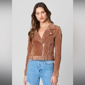 BlankNYC Real Leather Moto Jacket Carmel Macchiato